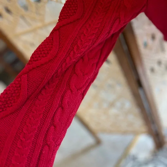 Vintage Eddie Bauer Red Chunky Knit Women's Sweater - Picture 5 of 13